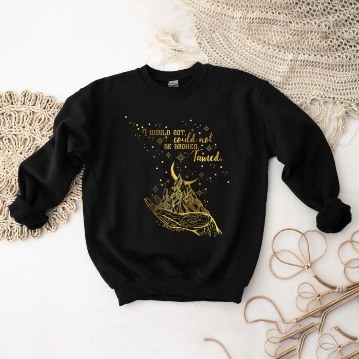 Unbreakable Spirit Shirt With Golden Mountains and Stars Design