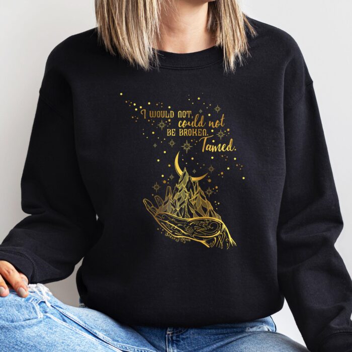 Unbreakable Spirit Shirt With Golden Mountains and Stars Design